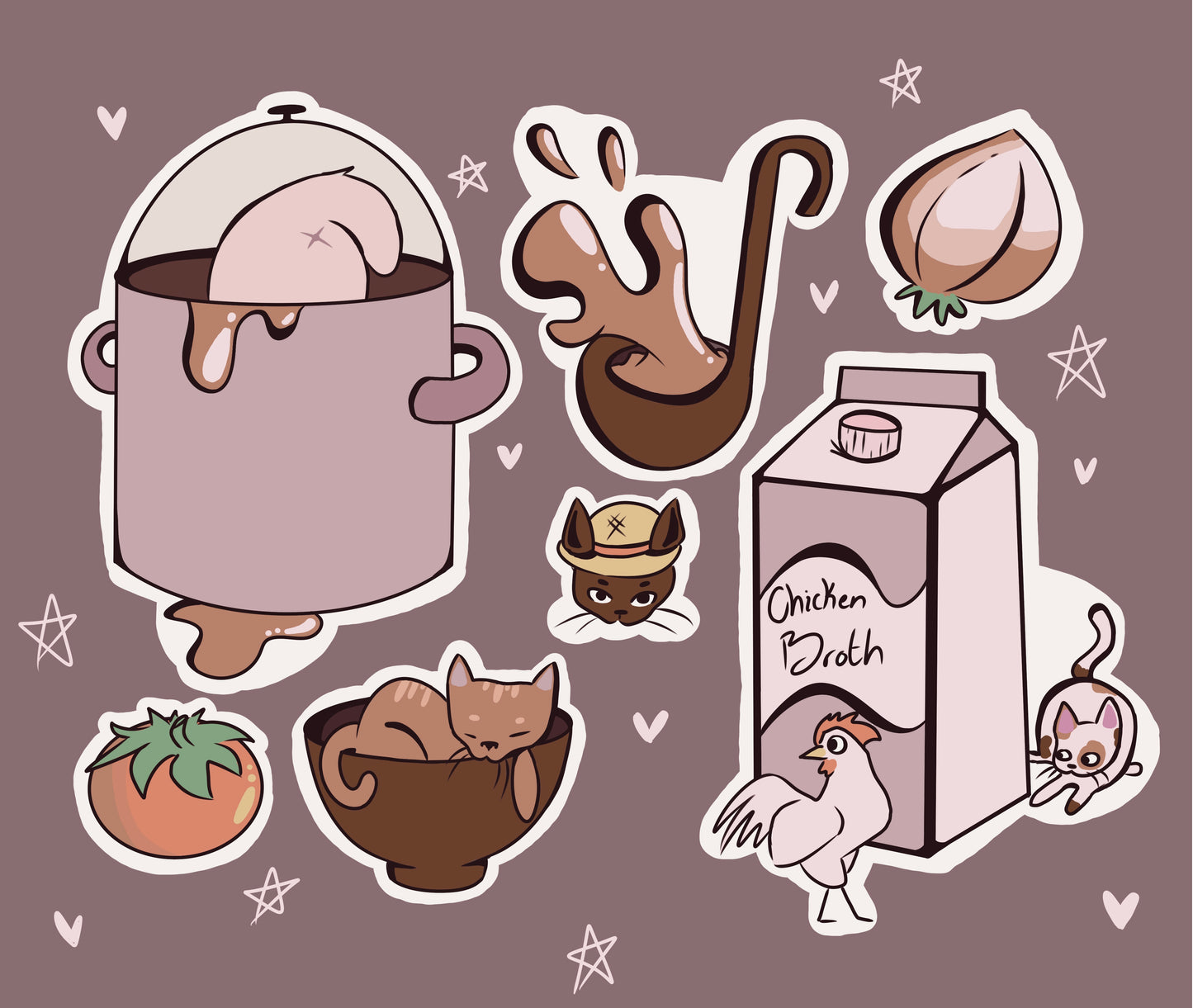 Cat and Soup Sticker sheet